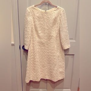 White Vince Camuto Bouclé Knit A-Line Dress, 12P